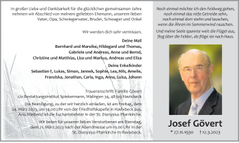 Anzeige von Josef Gövert 