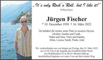 Anzeige von Jürgen Fischer 