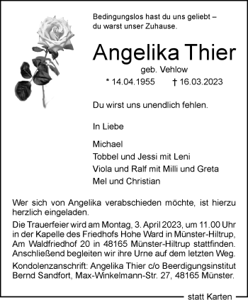 Anzeige von Angelika Thier 