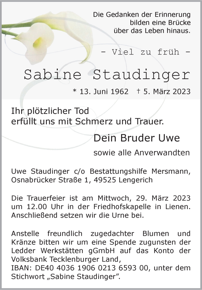  Traueranzeige für   vom 25.03.2023 aus 