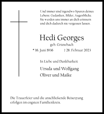 Anzeige von Hedi Georges 