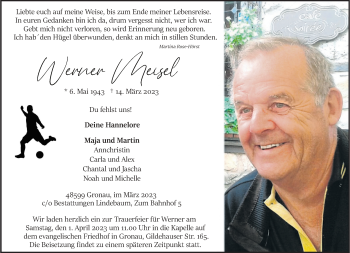 Anzeige von Werner Meisel 