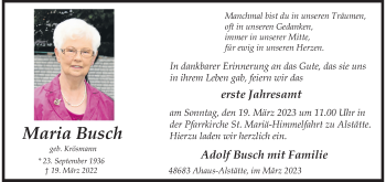 Anzeige von Maria Busch 