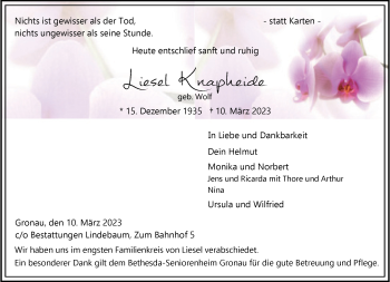 Anzeige von Liesel Knapheide 