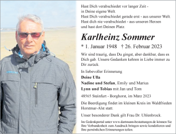 Anzeige von Karlheinz Sommer 