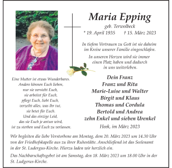 Anzeige von Maria Epping 