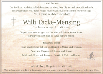 Anzeige von Willi Tacke-Mensing 