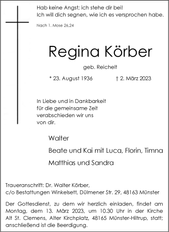 Anzeige von Regina Körber 