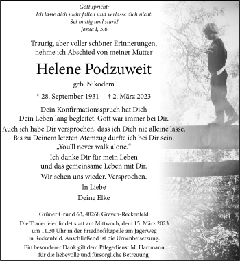 Anzeige von Helene Podzuweit 
