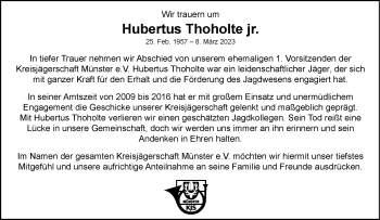 Anzeige von Hubertus Thoholte 