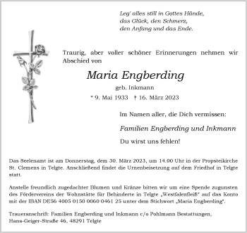 Anzeige von Maria Engberding 