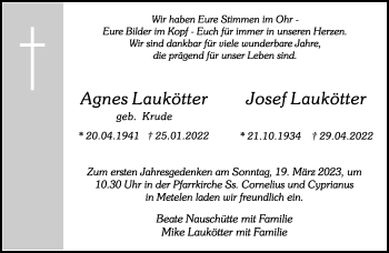 Anzeige von Agnes Laukötter 