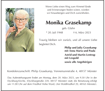 Anzeige von Monika Grasekamp 