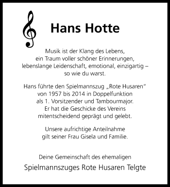 Anzeige von Hans Hotte 