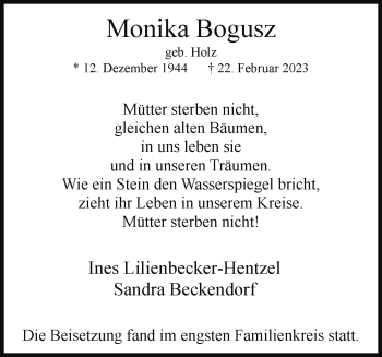 Anzeige von Monika Bogusz 