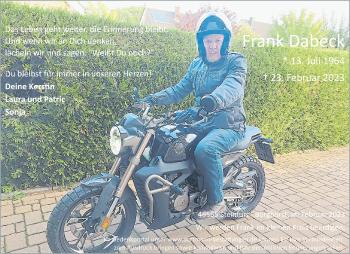 Anzeige von Frank Dabeck 