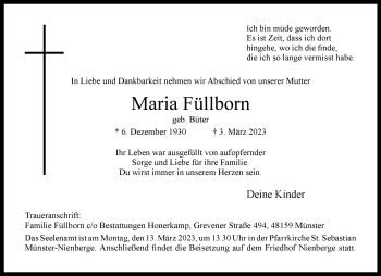 Anzeige von Maria Füllborn 