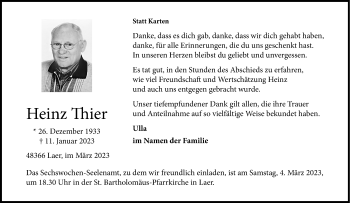 Anzeige von Heinz Thier 