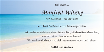 Anzeige von Manfred Witzke 