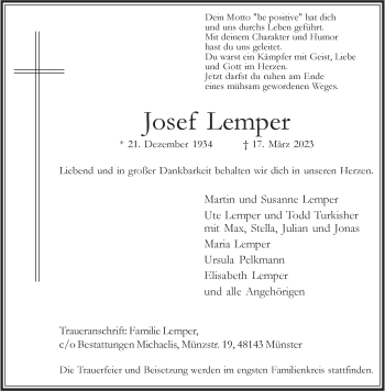 Anzeige von Josef Lemper 