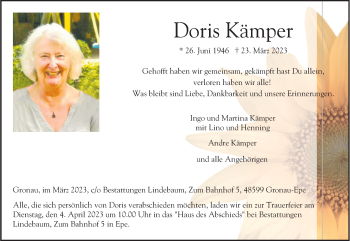 Anzeige von Doris Kämper 