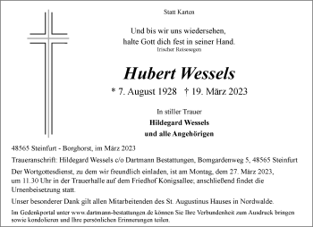 Anzeige von Hubert Wessels 