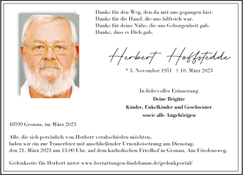 Anzeige von Herbert Hoffstedde 