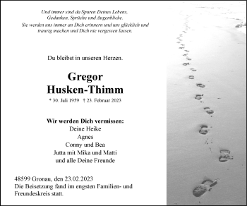 Anzeige von Gregor Husken-Thimm 