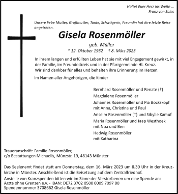 Anzeige von Gisela Rosenmöller 