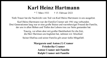 Anzeige von Karl Heinz Hartmann 