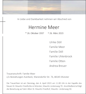 Anzeige von Hermine Meer 