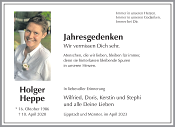 Anzeige von Holger Heppe 