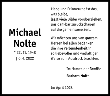 Anzeige von Michael Nolte 