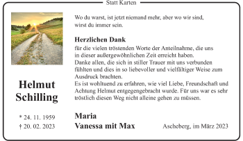 Anzeige von Helmut Schilling 