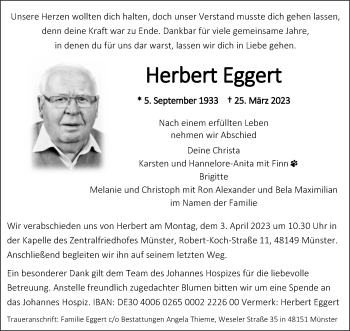 Anzeige von Herbert Eggert 