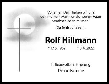 Anzeige von Rolf Hillmann 