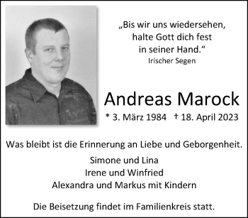 Anzeige von Andreas Marock 