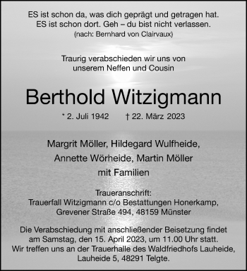 Anzeige von Berthold Witzigmann 