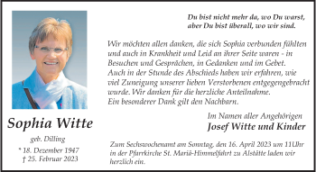 Anzeige von Sophia Witte 