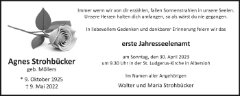 Anzeige von Agnes Strohbücker 