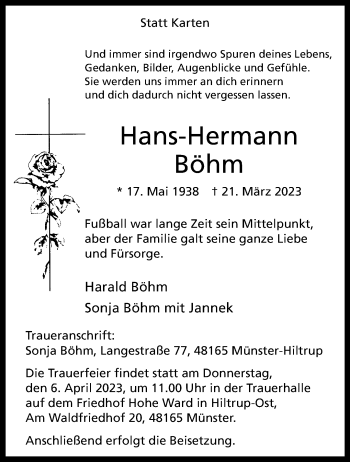 Anzeige von Hans-Hermann Böhm 