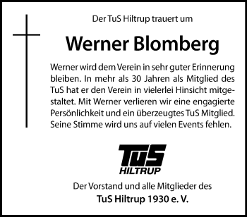 Anzeige von Werner Blomberg 