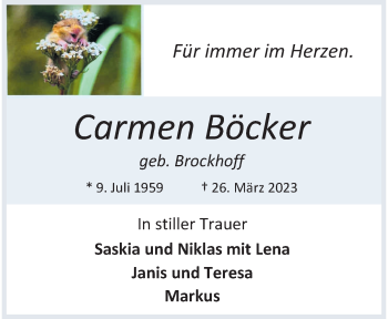 Anzeige von Carmen Böcker 