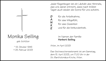 Anzeige von Monika Seiling 