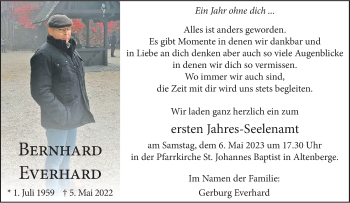 Anzeige von Bernhard Everhard 