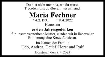 Anzeige von Maria Fechner 