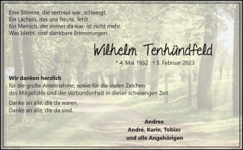 Anzeige von Wilhelm Tenhündfeld 