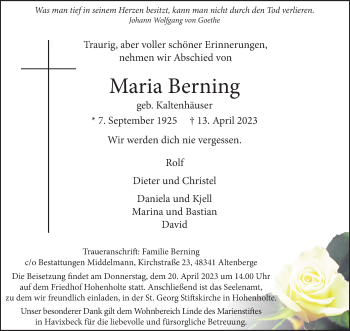 Anzeige von Maria Berning 