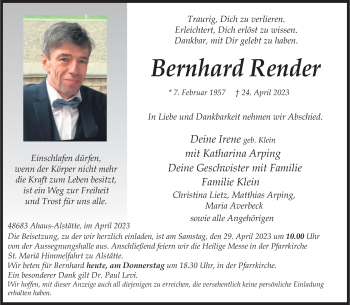 Anzeige von Bernhard Render 