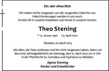 Anzeige von Theo Stening 